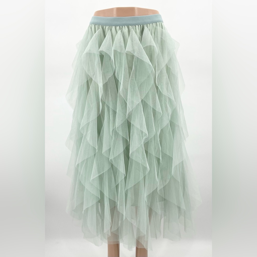 NEW Pastel Green Layered Mesh Ethereal Fairycore Tutu Midi Skirt